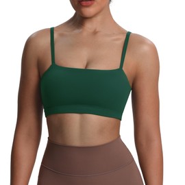 Aoxjox Women's Workout Bandeau Bras Training Fitness Running Yoga Crop Tank (Storm Green, Medium)