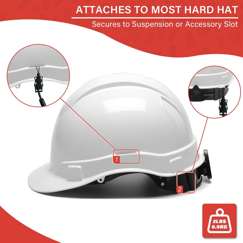 Coiled Lanyard,Hard Hat Lanyard with Clamp End,Hard Hat Tether,No Snag
