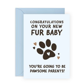 Central 23 New Fur Baby Card - Congrats on Your New Dog Card - 'Pawsome Parents' - New Puppy Card - For New Fur Mum and Dad - Comes With Fun Stickers - Vegan Ink - Made In The UK