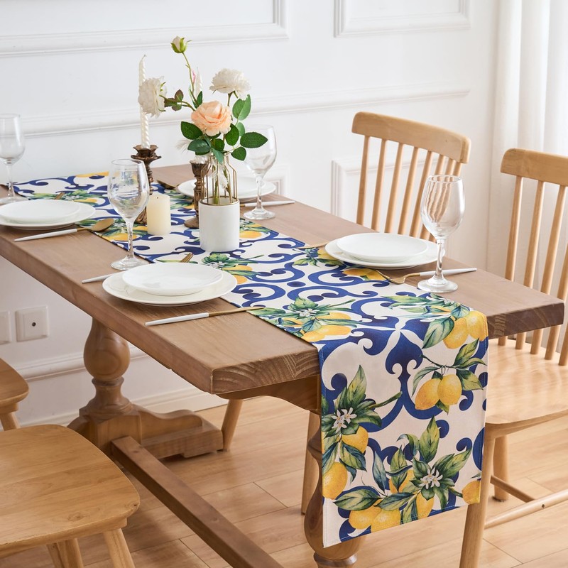 Table Runner Lemon Table Runner Blue Table Runner Polyester Lemon