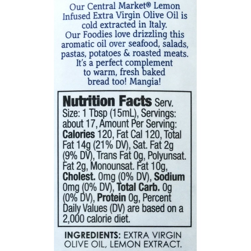 Central Market Lemon Infused Extra Virgin Olive Oil, 8.5 oz
