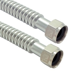 TT FLEX Stainless Steel Corrugated Water Heater Connector Flexible for Heater Softener, 1" FIP x 1" FIP, 0.92" ID x 18" Length (2 Pack)