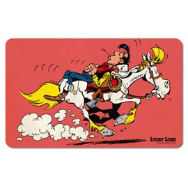 Logoshirt® Lucky Luke I Riding On Jolly Jumper I Frühstücksbrettchen I Schneidebrett I 23x14cm I spülmaschinenfest & hitzebeständig I Lizenziertes Originaldesign