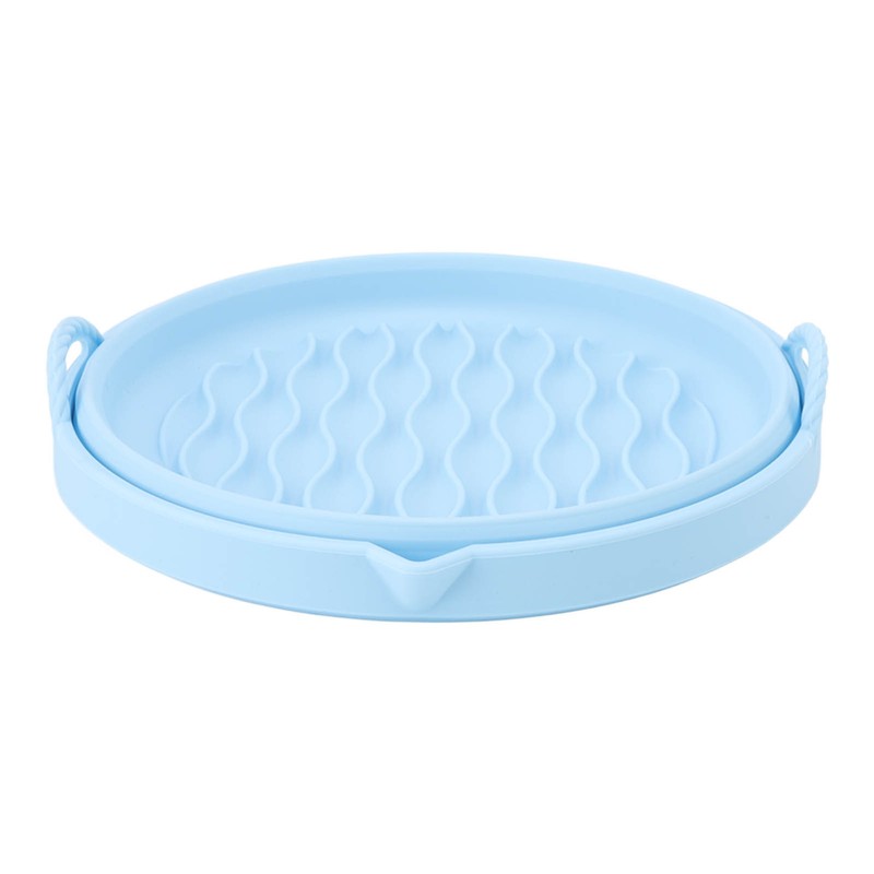 Silicone Air Cooker Pot Round Folded Blue Fryer Liner Tray