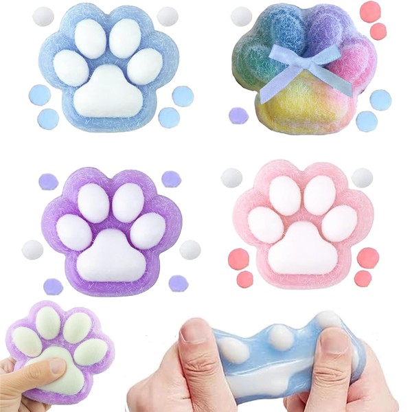 Pack of 4 Squishy Paws, Squishy Cat Paw Squishy, Cat