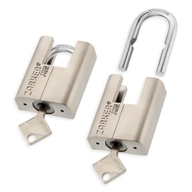 Zarker J45S keyed Alike Padlocks, Heavy Duty Stainless Steel Shackle Lock, 6 Keys, Waterproof and Rustproof Storage, Warehouses, Garage, Outdoors, 2-Pack