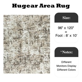 HUGEAR 8x10 Rugs Machine Washable Gray Large Area Rug 3D Textured Rug Abstract Low Pile Carpet Distressed Throw Aesthetic Rug Bedroom Living Room Office Dining Room Kitchen Laundry Room