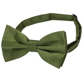 JEMYGINS Mens Solid Frosted Bifold Bow Tie with Pocket Square Set, olive green