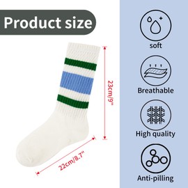 MKYSZLT 6 Pairs Crew Socks for Women Retro Striped Socks Fun Novelty Socks Sports Casual Cotton Calf Socks Ankle Socks Women