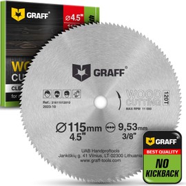 4-1/2 Inch Circular Saw Blade for Wood, Plywood, Laminate, Drywall, Plastic – 120T Wood Cutting Circular Saw Blade with 3/8 Inch Arbor from GRAFF