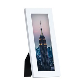 Frame Amo 4x11 White Modern Picture Frame, 1 inch Border, Acrylic Front, for Wall or Table