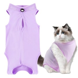 Recovery Suit Cat Pets Protection Clothing Cat Body After Surgery Anti-Leaking Recovery Suit Vest Operation Recovery Suits for Cats for Abdominal Wounds or Skin Diseases Purple L