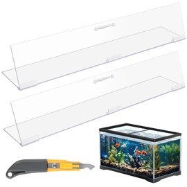 Sieral Aquarium Lids Polycarbonate Canopy 2 Pieces Set 16.87 x 16.87 x 0.12 Inch for 50/65/84 Gallon with Center Brace Aquariums Cover Fish Tank Lid with a Hook Knife, Clear