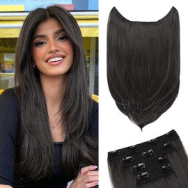 NTYNTY Hair Extensions, 4PCS 18" Clip in Hair Extensions Layered Cut Natural Lightweight Hairpieces with Thinner Softer Invisible Weft for Women - Off Black