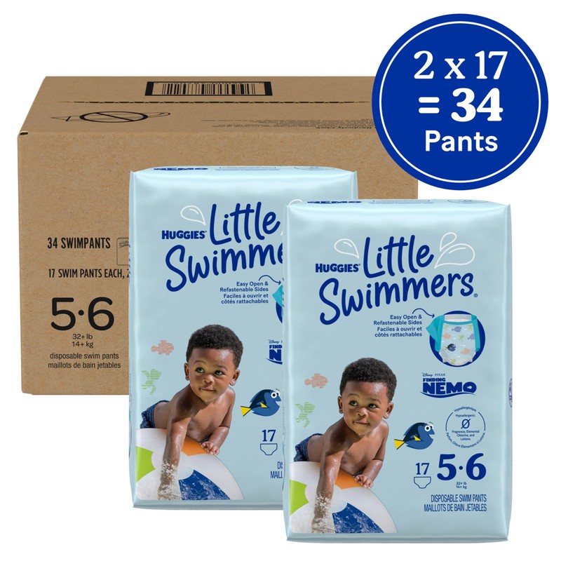 Huggies Little Swimmers Disposable Swim Diapers, Size 5-6 (32+ lbs),