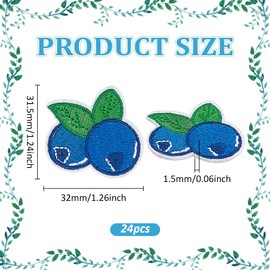 BENECREAT 24 x Aufnäher Zum Aufbügeln Mit Heidelbeeren. 31.5x32x1.5mm Bestickte Aufnäher Zum Aufbügeln Mit Früchten Für Kleidung Taschen Rucksäcke Hüte Und Jacken (Marineblau)