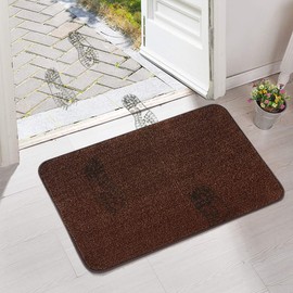 ITSOFT Non-Slip Polyester Dirt Trapper Door Mat Indoor Outdoor Entrance Rug for Front Door Super Absorbent, Machine Washable, 30 x 18 Inches Brown & Camel