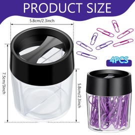 Thyle 4 Pcs Paper Clip Dispenser Holder Magnetic Paper Clips Organizer Plastic Paper Clip Dispenser 200 Clip Capacity for Desk Container Storage Office