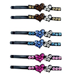 Hand Colourful Crystal Hair Pin Hair Clips - Available in a Choice of Designs - 6cm Long - Pack of 3 Pairs