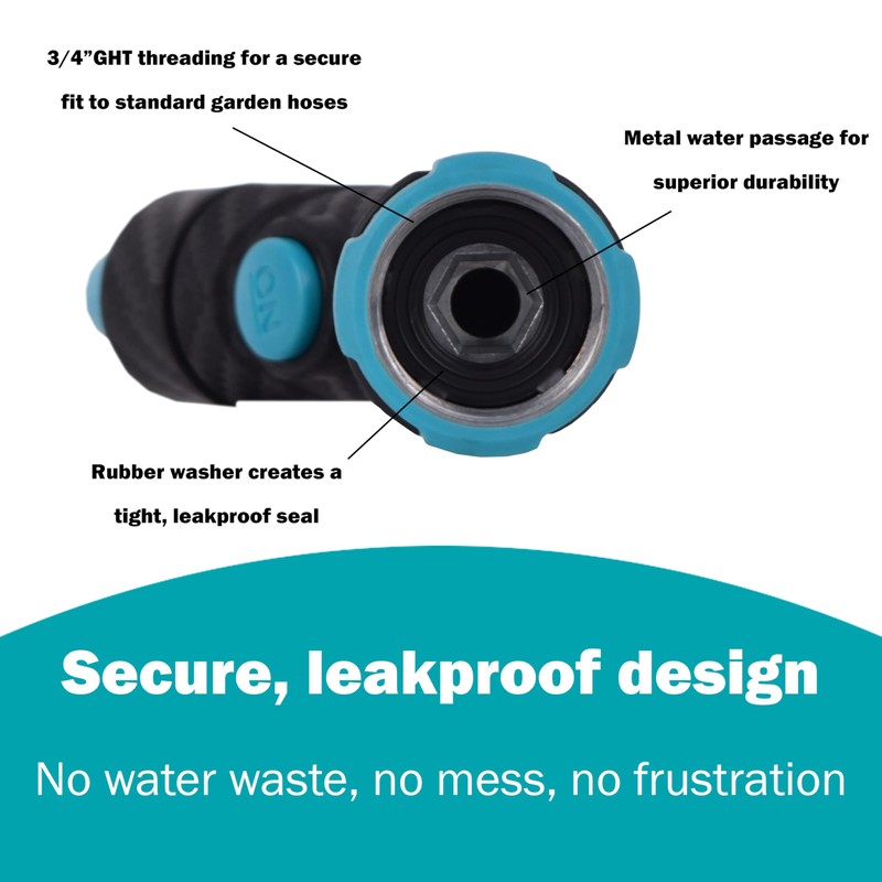 Gilmour Adjustable Button Control Hose Nozzle, Graphite Metal, Swivel Connect,