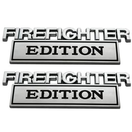 2pcs Big Size Firefighter Edition Emblem, Firefighter Edition Decal Car Badge for Pickup Truck Car Truck Motorcycle F150 F250 F350 (Chrome)