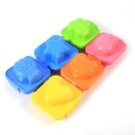 Pwshymi Molde de Huevo Cocido, Moldes de Huevo de 6 Piezas Juego para Huevos Sushi Bricolaje Lindo Conejo Oso Pescado Carro de Pescado Amor Forma de Corazón