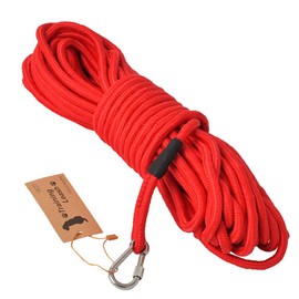 SRT Long Leash, Round Rope, Available In 4 Colors, Lightweight, Floats on Water, Tangle-Resistant, For Medium and Large Dogs, Stretchy, Training Leash, 65.6 ft (20 m), Red