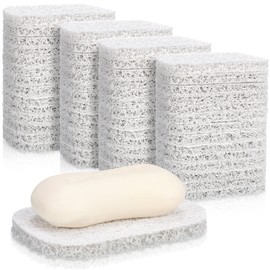 Lallisa 100 Pcs White Soap Saver Pads Non Slip Soap Holder Pad Self Draining Soap Holder Cleaning Soap Dishes for Bathroom Soap Saver Pad Soap Mat for Kitchen Hotel Bathroom Supplies
