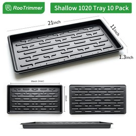 RooTrimmer Shallow 1020 Nursery Flat Trays Specialized for Holding & Carrying 200 Cell Plug Seedling Trays (Height is 1.3"),Microgreen Germination Trays,10 Pack, No Holes (YB01, 10Pcs)