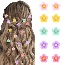 LunarCharm 10 Pieces Colorful Small Flower Hair Clips for Girls and Women, Cute Hair Pins with Flowers, Small Flower Clips for Hair, Floral Hair Clips Hair Accessories