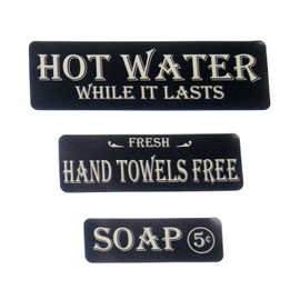 Soap - Hand Towels Free - Hot Water Set of 3 Removable Vinyl Decal Stickers