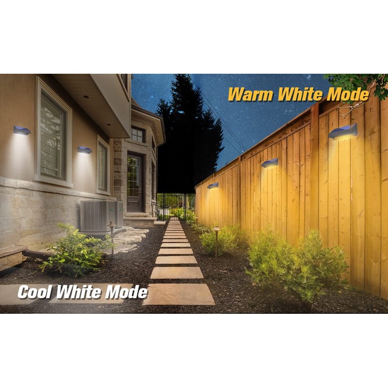 Bridika Solar Fence Lights - Outdoor Waterproof Warm White &