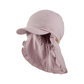 Sterntaler Schirmmütze Nacken gerüscht - Mädchen Mütze aus Baumwolle mit Nackenschutz - UV-Schutz 50+ Sonnenhut mit Rüschenrand - Sommer Kopfbedeckung - Gummiband im Nacken - blasslila, Größe 55