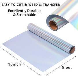 KEGUMINGX Holographic Htv Heat Transfer Vinyl Roll Reflective Htv 12 Inch x 6 Feet Htv Heat Hransfer for Silhouette Cameo、Vinyl Rolls、Vinyl Design for T-Shirts Heat Vinyl Design