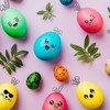 BOOMTOP 6 Sheets Easter Eggs Stickers Tattoos Egg Colours Easter