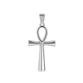 AB Viking Crafts Stainless Steel Pendant (4.5 x 2.5 cm) Anch Cross with 60 cm Stainless Steel Chain in Jewellery Bag | Protection Strength Immortality