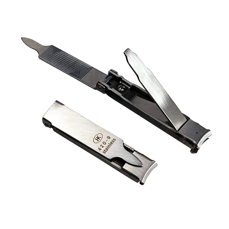 HK-Manicure Nail Clippers, 6 cm, flach, Stainless Steel, with Leather