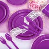 WELLIFE 210 Pieces Purple Party Supplies, Purple Plastic Dinnerware Set,