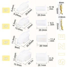 Yosawo 380 Pcs 2.8mm Pitch 2 3 4 6 Pin Wire Connectors Housing Terminal, Male Female Plug Housing and Pin Header Crimp Connector Kits（K2.8)