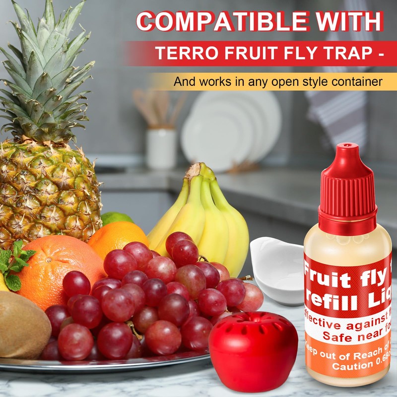 Qualirey 20 Pack Fruit Fly Trap Refill Liquid, 0.68oz/ Bottle