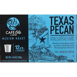 H‑E‑B HEB Cafe Ole TEXAS PECAN Single Serve Medium Roast Coffee 12 count K Cups