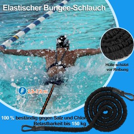 Pool Swimming Belt for Children Adults 4-7.5 m Swimming Trainer Swimming Rope with Adjustable Swimming Resistance Belt, Increases Strength and Endurance Perfect Alternative to Countercurrent System