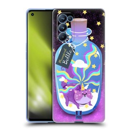 Head Case Designs Katze Einhorn Phantasie-Geschöpf In Flaschen Soft Gel Handyhülle Hülle kompatibel mit Oppo Reno5 Pro 5G