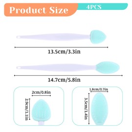 JJUNW JJUNW 4Pcs Cat Acne Brush Set, Chin Treatment, Black Seed Exfoliating Brush, Dual Sided Silicone Brush for Chin Acne and Blackhead Exfoliation