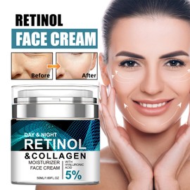 Retinol Cream For Face, Anti Aging Face Cream With 5% Hyaluronic Acid - Skin Tightening & Wrinkle Reduction Facial Moisturiser - Lifting And Firming For Youthful Glow