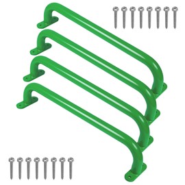 Purife 17.2 Inch Metal Green Playground Handles Pack of 4- Outdoor Swing Sets Safety Handles - Playset Grab Bar, Indoor Kids Climbing Monkey Bars for Playhouse, Treehouse, Jungle Gym