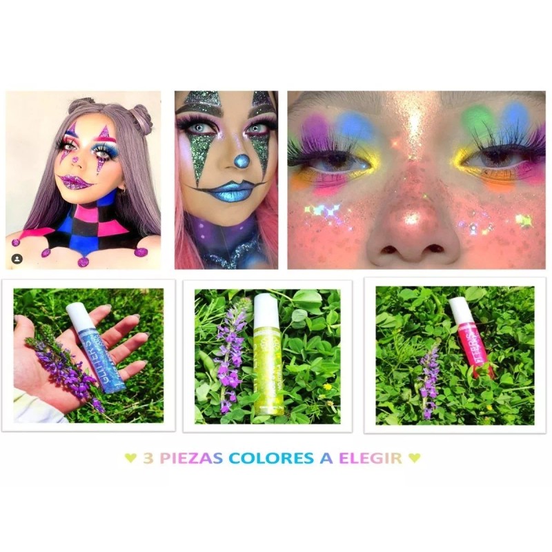 Natural Girl 3 Glitter Para Ojos Cuerpo Maquillaje Fiestas Festivales