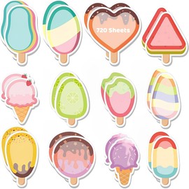 720 Sheets Small Sticky Notes Children, 24 Pieces Notepad Small, Small Pads for Children Sticky Notes in 12 Ice Cream Shapes Design Small Gifts for Children, Party Bags Children's Birthday Party