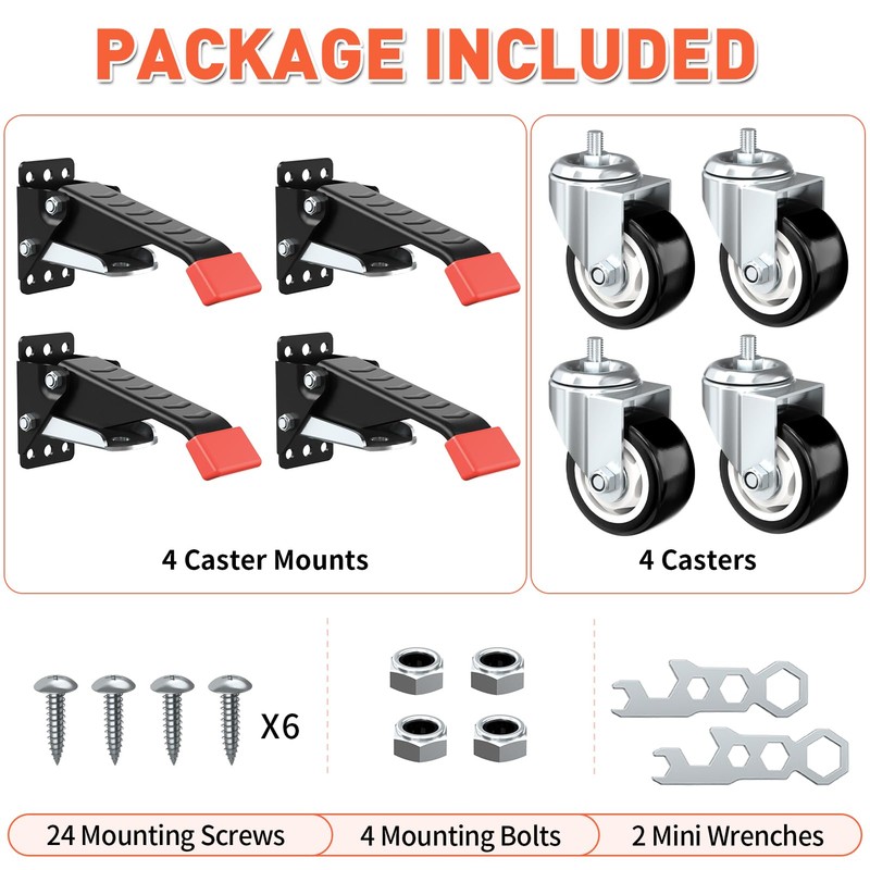 SPACEKEEPER Workbench Casters Kit 880 Lbs - 3 Inch Heavy