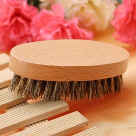 Cepillo para barba, cerdas 100% de jabalí Cepillos de bigote para hombres Cepillo de masaje Cepillo de masaje de afeitado ovalado para peluquería, modelado y peinado